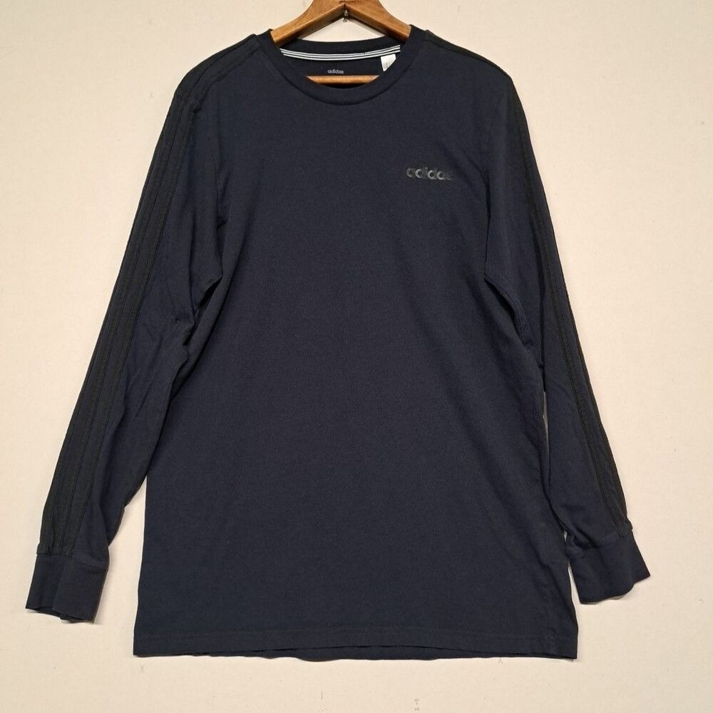 Adidas 3 Stripe Long Sleeve Mens Large Navy Climacool